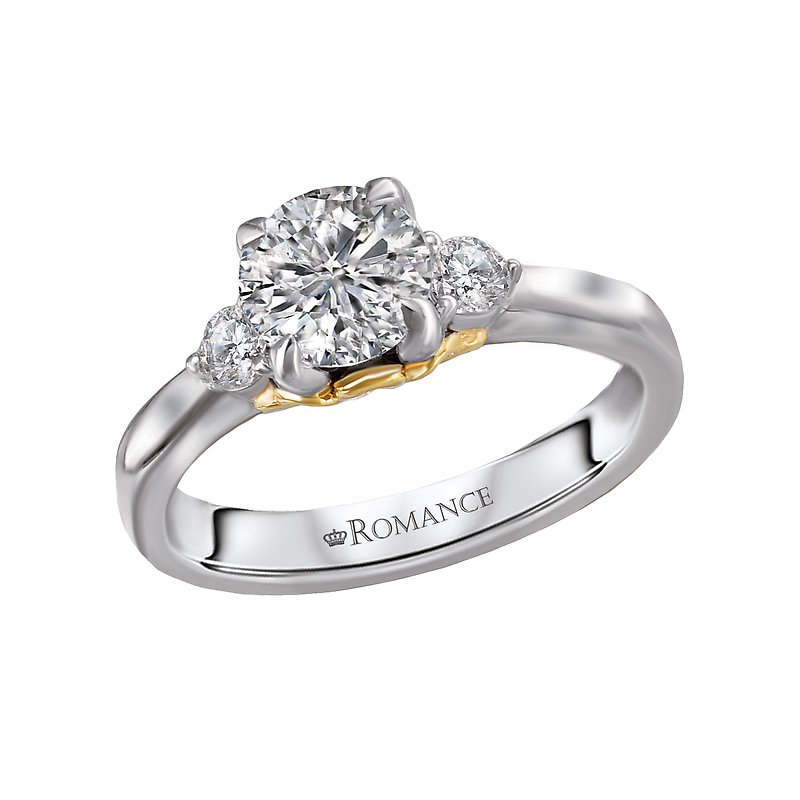 Orbelle 3 Stone Semi-Mount Diamond Ring in 18K Two-Tone Gold