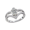 Orbelle 14K White Gold Split Shank V-Curve Oval Semi-Mount Diamond Ring