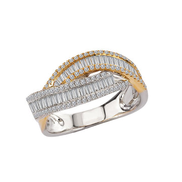 Luxora Two-tone Gold Diamond Twist Ring - Classic Ladies Fashion Ring