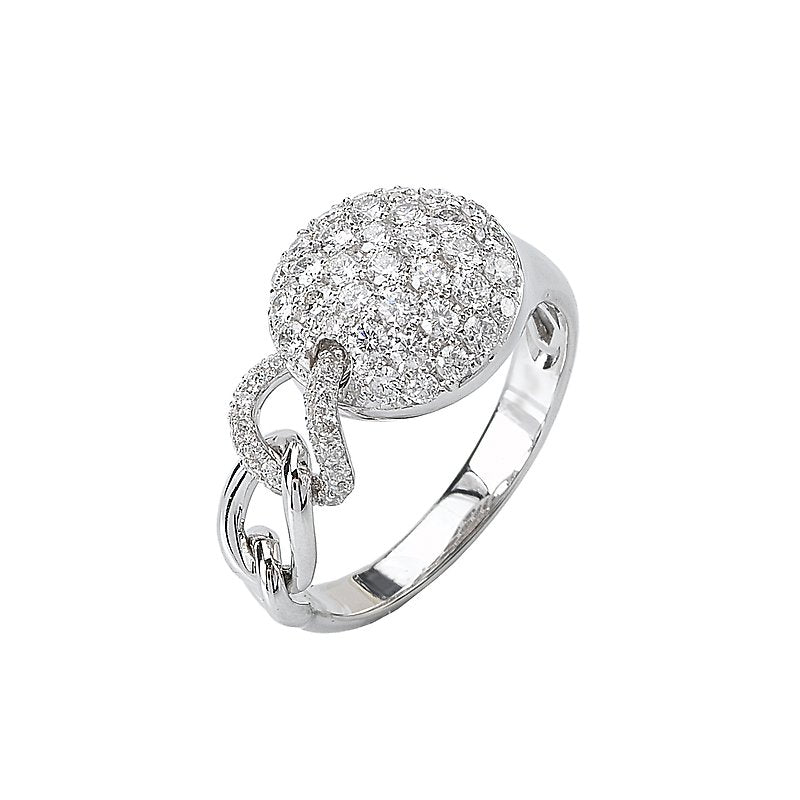 Luxora 14K White Gold Diamond Pave Chain Link Ladies Fashion Ring