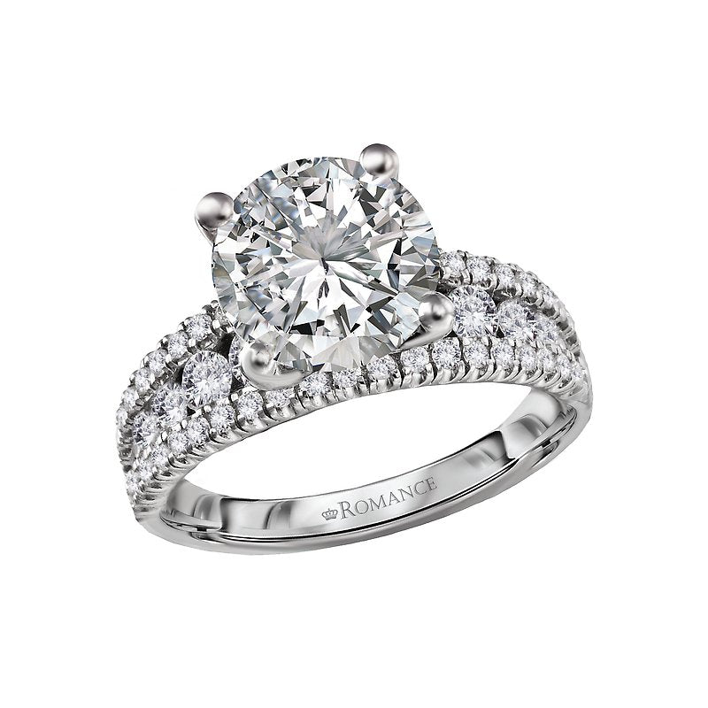 Orbelle 14K White Gold Split Row Diamond Engagement Ring Semi-Mount