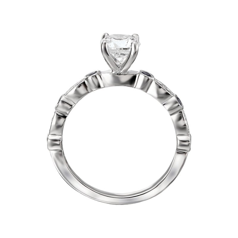Glemera Diamond and Sapphire Semi Mount Ring - Bandora 14K White Gold Engagement Ring