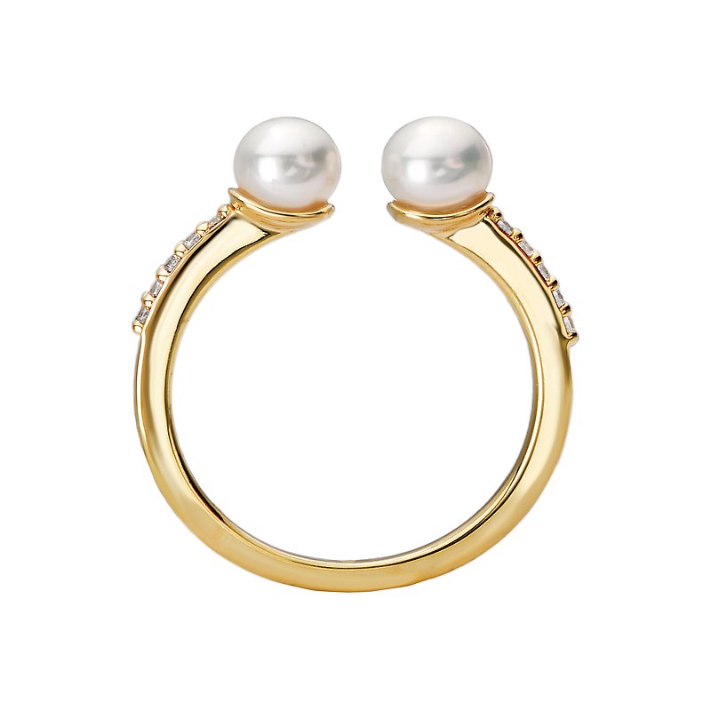 Luxora Classic 14K Yellow Gold Freshwater Pearl Diamond Ring