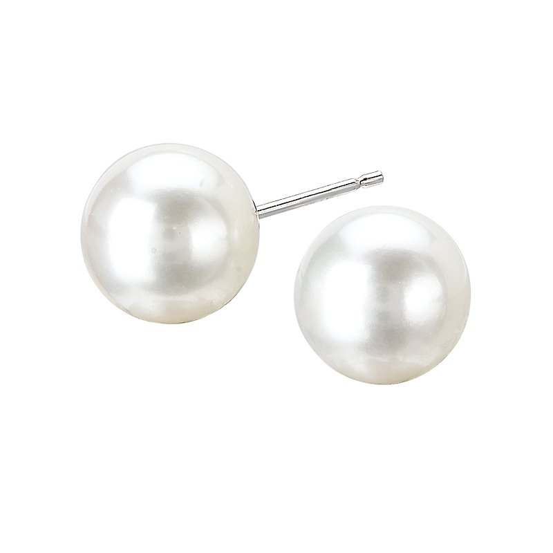 Luxora 14K White Gold Freshwater Pearl Round Stud Earrings