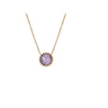 Luxora Amethyst Halo Necklace in 14K Yellow Gold