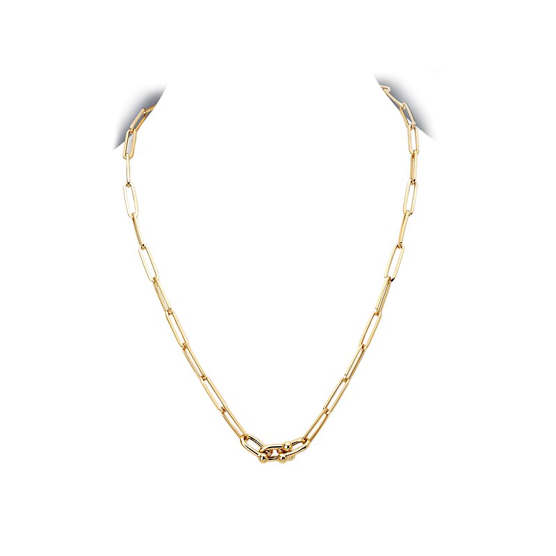 Luxora Ladies Fashion Paperclip U Link Necklace | 14K Yellow Gold Adjustable Lariat