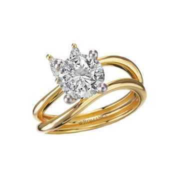 Orbelle Waved Split Shank Diamond Engagement Ring | 14K Yellow Gold Twist Style