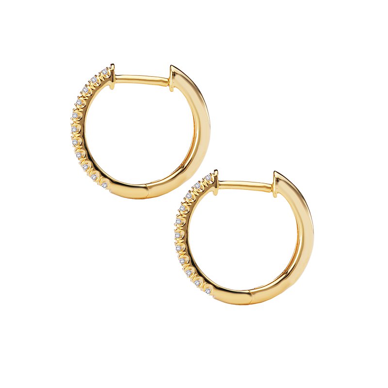 Luxora 14kt Yellow Gold Diamond Huggie Hoop Earrings