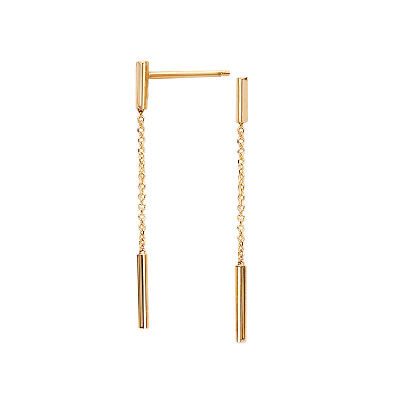Luxora Italian 14kt Gold Linear Chain Dangle Earrings