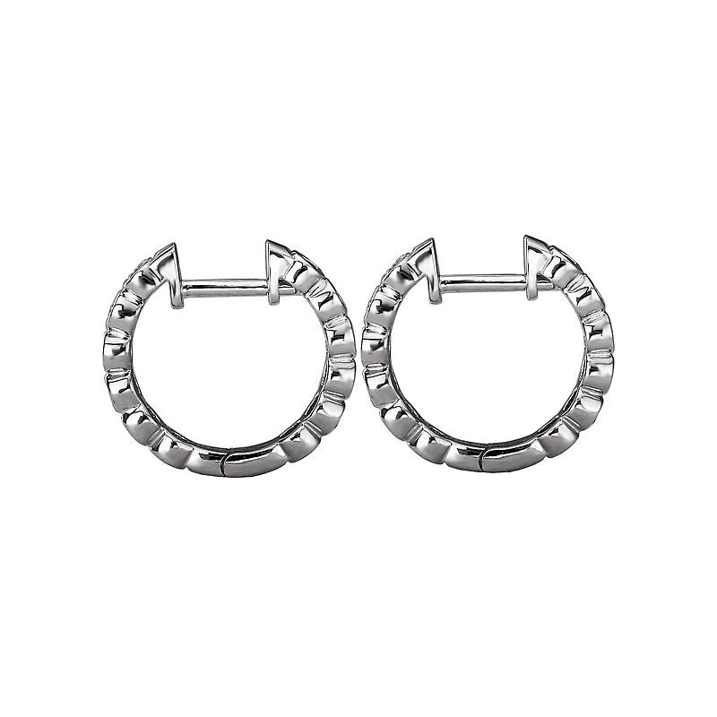 Luxora 14K White Gold Round Diamond Hoop Earrings
