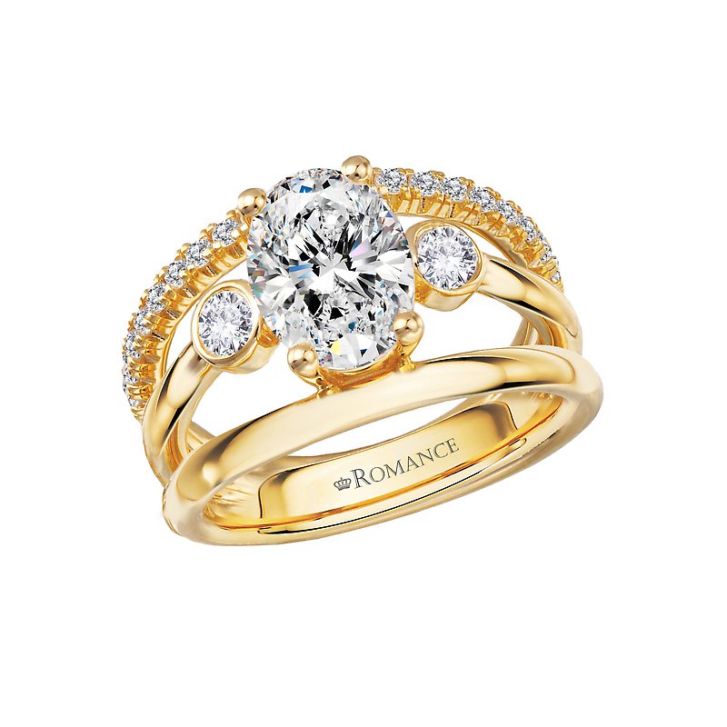 Orbelle 3 Row Shank Semi-Mount Diamond Ring in 14K Yellow Gold