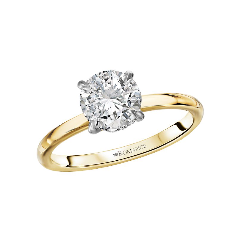 Orbelle Two-Tone Engagement Ring with Hidden Halo and White Diamond