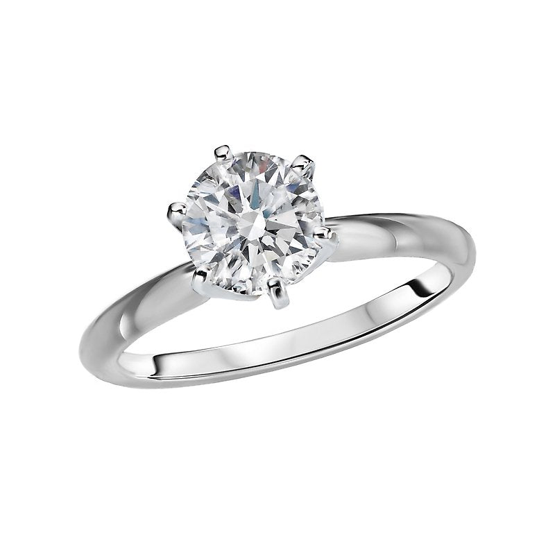 Glemera 2 Carat Round Solitaire Diamond Ring in 14K White Gold