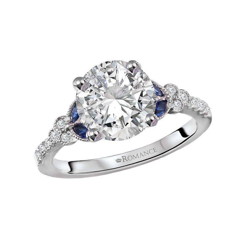 Bandora 14K White Gold Sapphire and Diamond Engagement Ring
