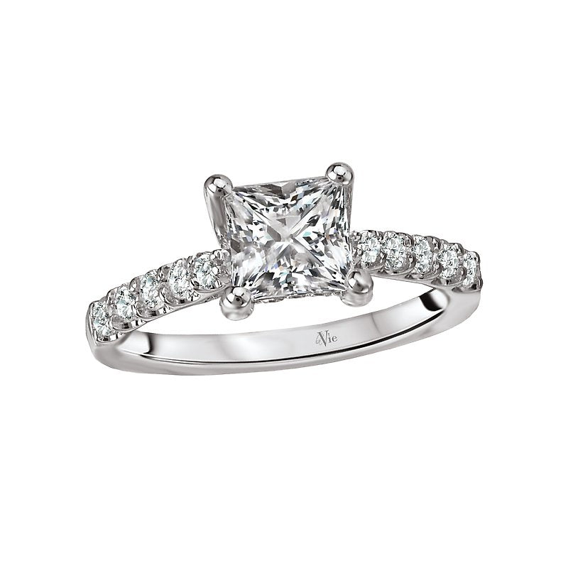 Glemera Bandora 14K White Gold Princess Cut Diamond Semi-Mount Engagement Ring