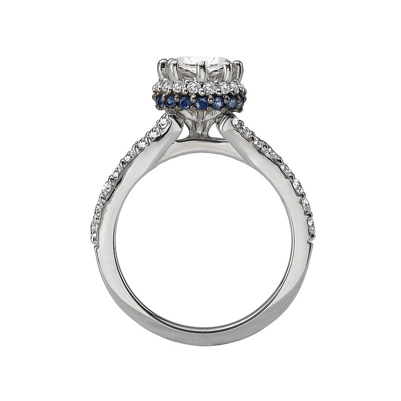 Orbelle Sapphire and Diamond Semi-Mount Ring - 14K White Gold Halo Engagement Ring