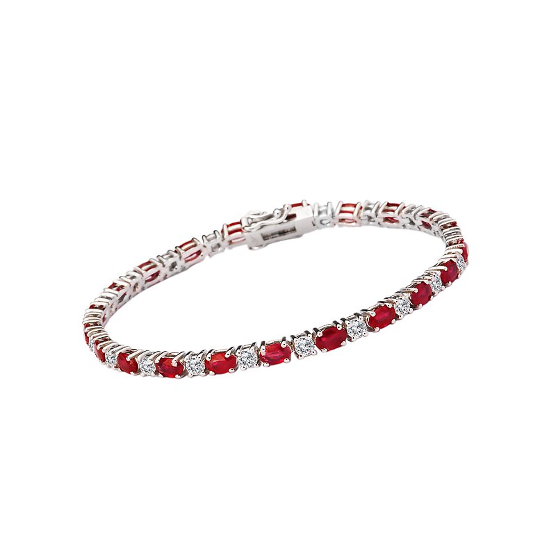 Luxora Diamond and Ruby Tennis Bracelet - 14kt White Gold