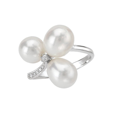 Luxora 14K White Gold Pearl and Diamond Ring