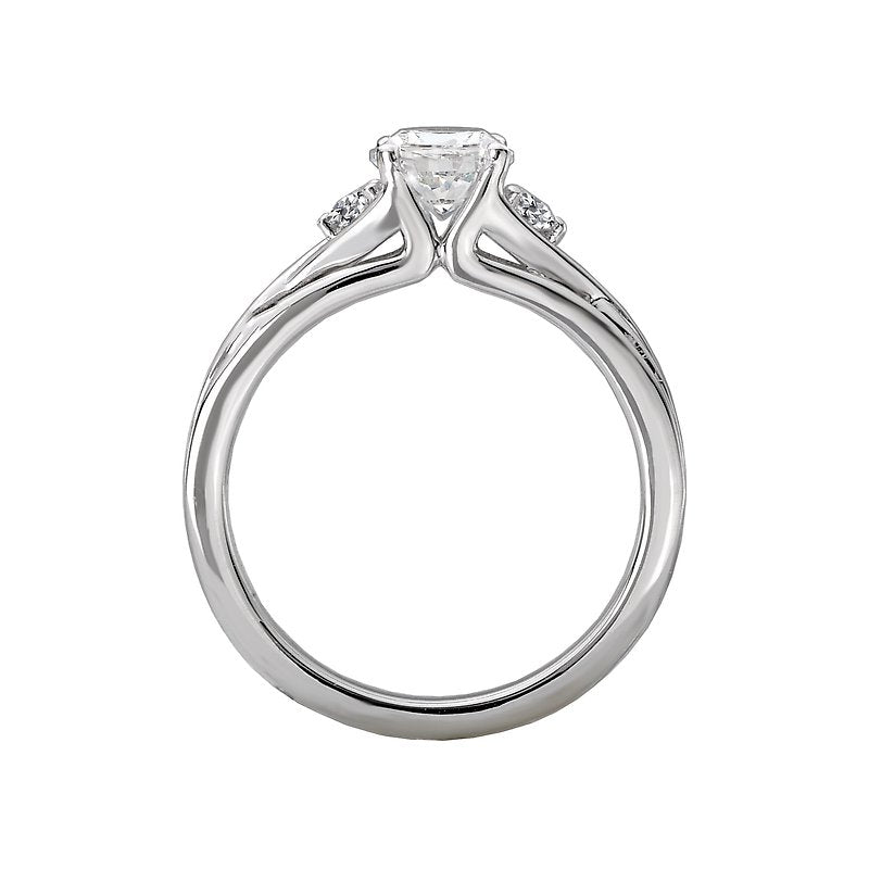 Glemera 3 Stone Semi-Mount Diamond Engagement Ring in 14K White Gold
