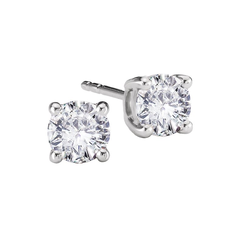 Luxora Lab Grown Diamond Stud Earrings in 14K White Gold - Round Cut 1.5 Carat Total Weight