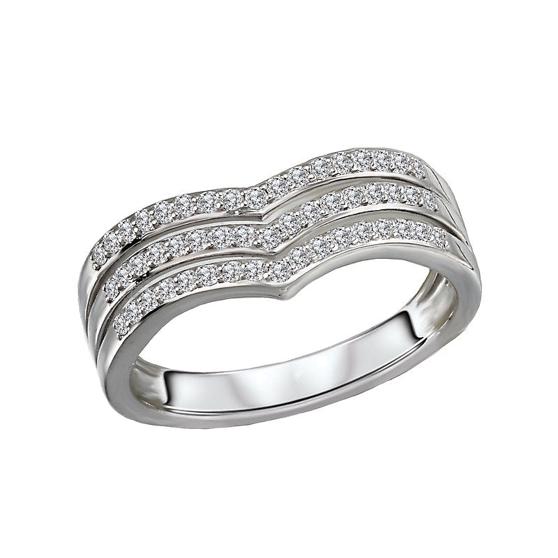 Luxora Classic 14K White Gold Diamond V-Ring (D 1/3 Carat Total Weight)