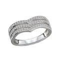 Luxora Classic 14K White Gold Diamond V-Ring (D 1/3 Carat Total Weight)