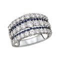 Luxora Classic 14K White Gold Ladies Diamond and Sapphire Fashion Ring