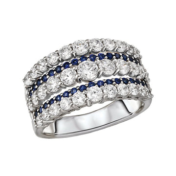 Luxora Classic 14K White Gold Ladies Diamond and Sapphire Fashion Ring