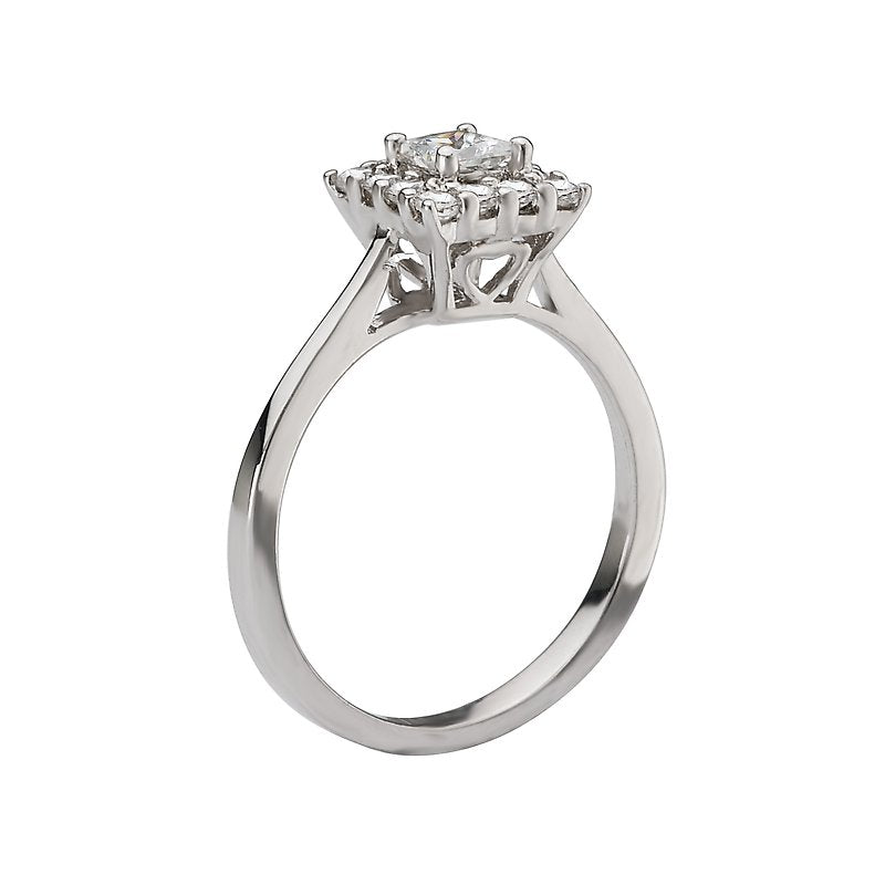 Glemera Petite Halo Diamond Ring in 14K White Gold
