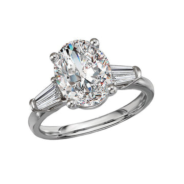 14K White Gold 3-Stone Oval Lab Grown Diamond Engagement Ring Semi-Mount