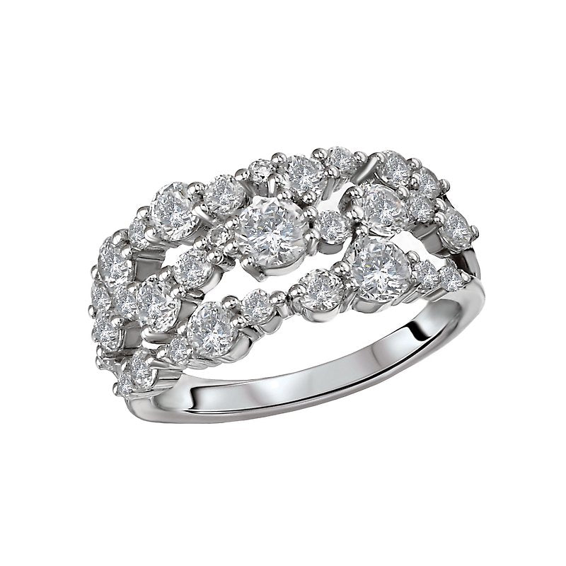 Luxora Ladies Fashion Diamond Ring - Classic 14K White Gold Round Cut White Diamond Ring