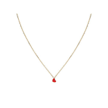 Luxora Italian 14kt Gold Heart Necklace | Enamel Charm Adjustable Chain