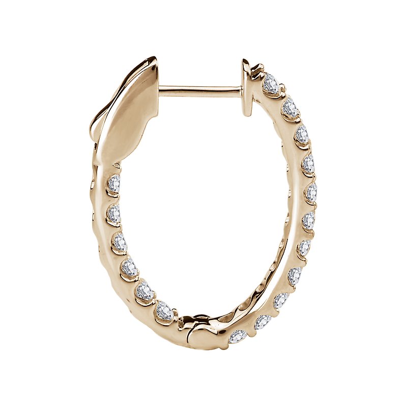 Luxora 14K White Gold Diamond Oval Hoop Earrings