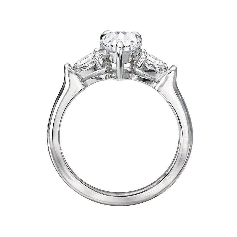 Orbelle 3 Stone Pear Shape Diamond Engagement Ring in 14K White Gold