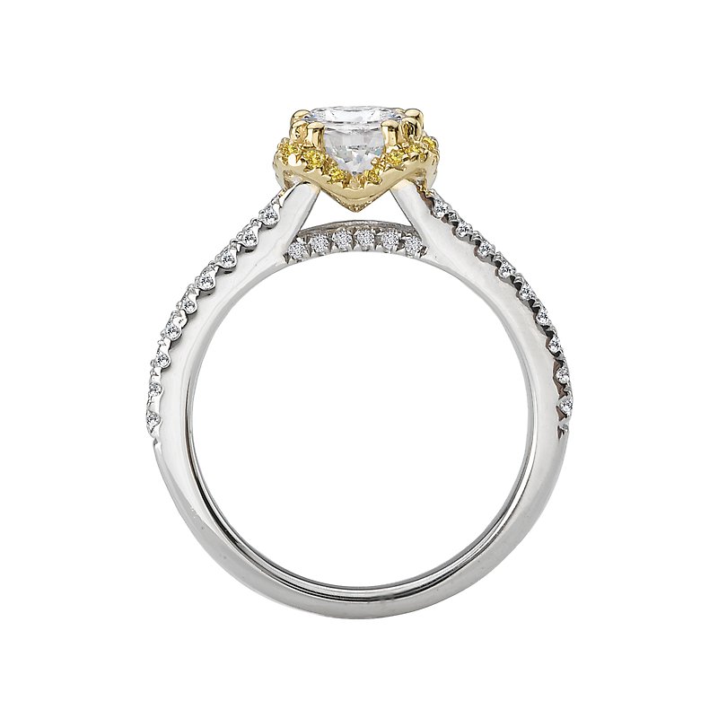 Orbelle Two Tone Halo Diamond Ring Semi-Mount 18K Gold