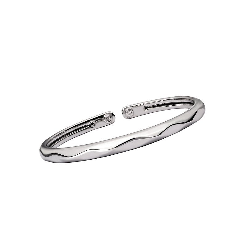 Luxora 14kt Gold Faceted Cuff Bracelet - Italian Hollow White Gold
