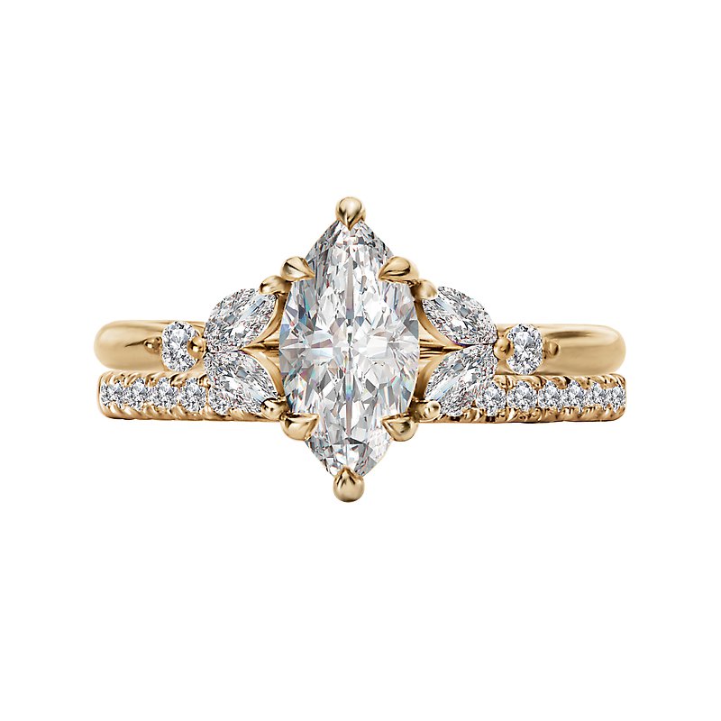 Bandora 14K Yellow Gold Marquise Lab Grown Diamond Semi-Mount Engagement Ring