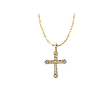 14K Yellow Gold Diamond Cross Fashion Necklace - Luxora Essential Collection