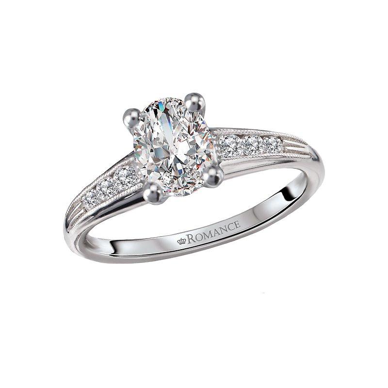 Orbelle Diamond Semi-Mount Engagement Ring | Bandora 14K White Gold Oval Cut