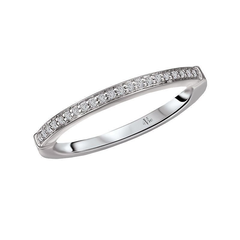 Glemera 14K White Gold Matching Wedding Band with 21 Round Faceted Diamonds