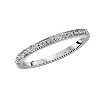 Glemera 14K White Gold Matching Wedding Band with 21 Round Faceted Diamonds
