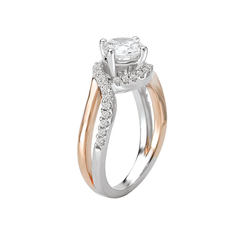 Orbelle Two Tone Diamond Engagement Ring Semi-Mount 14K White and Rose Gold