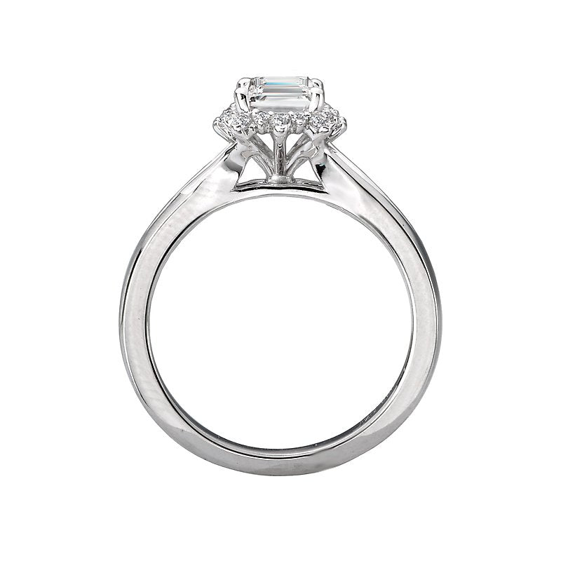 Glemera Halo Diamond Split Shank Semi-Mount Ring in 14K White Gold