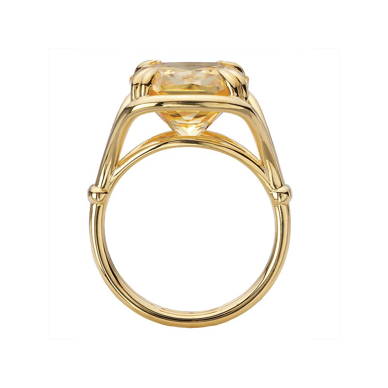 Luxora 14kt Gold Honey Quartz Cushion Ring