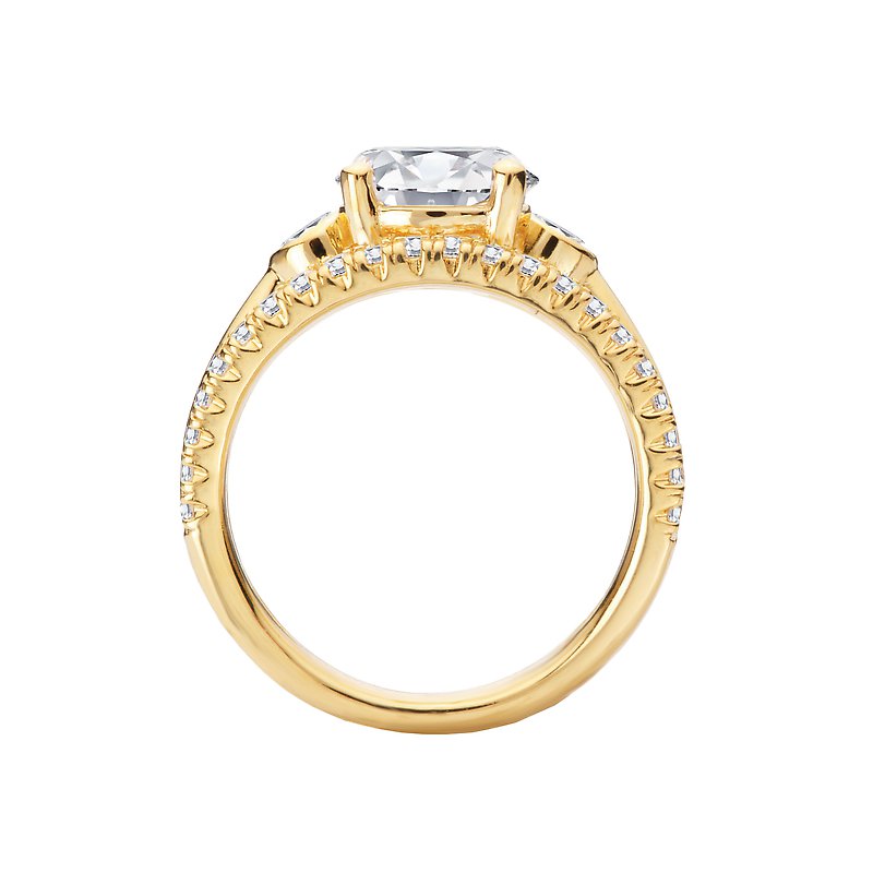 Orbelle 3 Row Shank Semi-Mount Diamond Ring - Bandora 14K Yellow Gold Engagement Ring