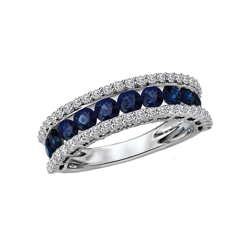 Luxora Classic 14K White Gold Diamond and Sapphire Ring