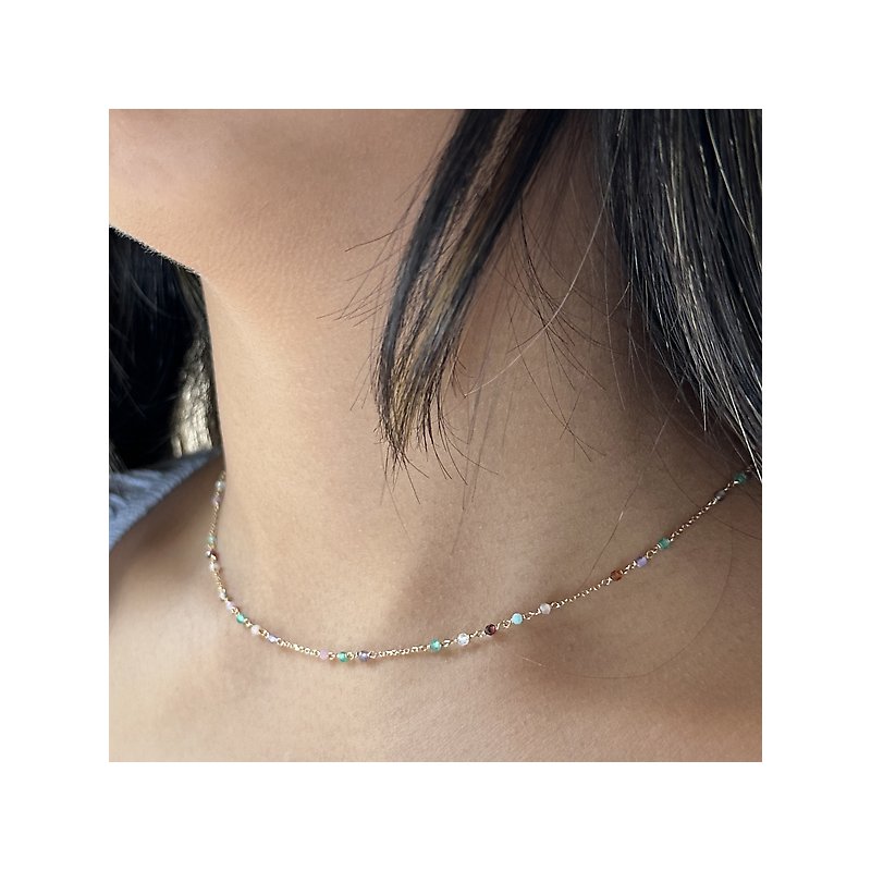 Luxora Italian 14kt Gold Multi-Color Tourmaline Bead Necklace
