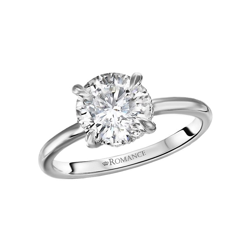 Platinum Hidden Halo Engagement Ring with 8.2mm Round Diamond Setting