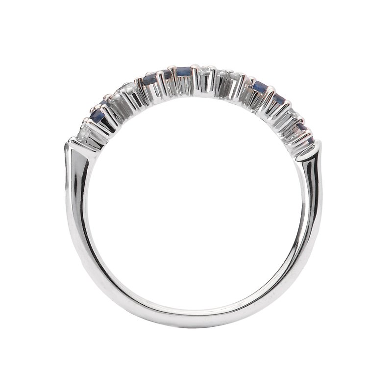 Luxora Diamond and Sapphire Cluster Ring in 14K White Gold