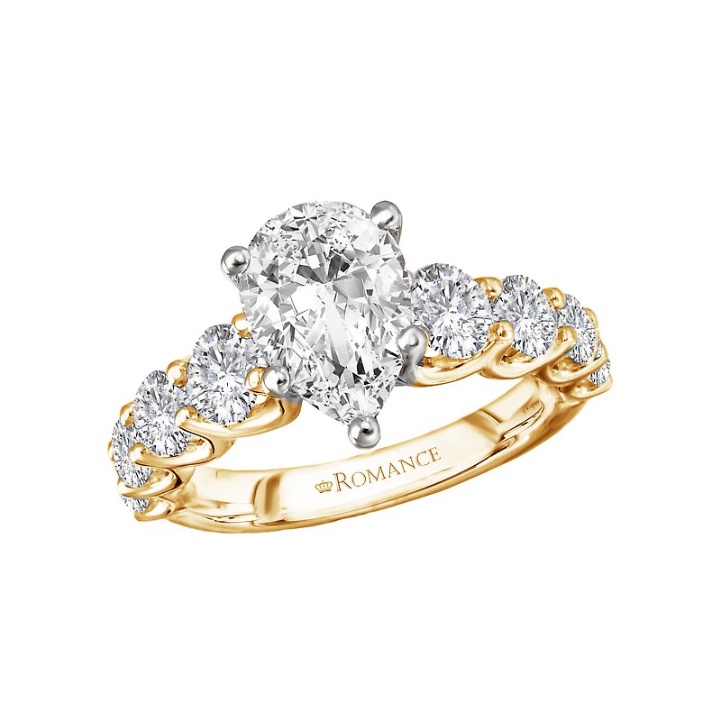 Orbelle Diamond Band Semi-Mount Engagement Ring - Bandora 14K Yellow Gold Pear Shape 10x6.5mm